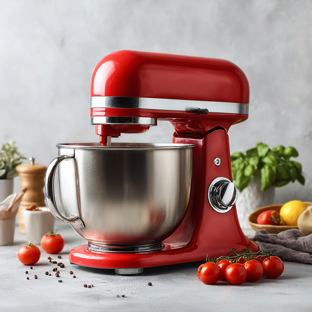 ⁦عجانة كهربائية باللون الأحمر مع وعاء ستانلس ستيل⁩ - الصورة ⁦6⁩