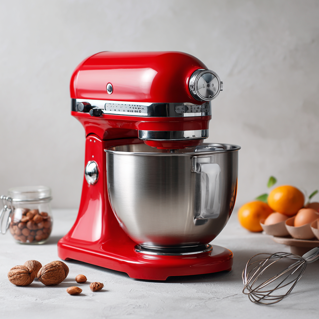 ⁦عجانة كهربائية باللون الأحمر مع وعاء ستانلس ستيل⁩ - الصورة ⁦4⁩