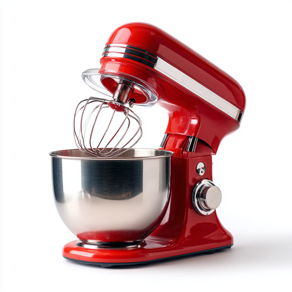 عجانة كهربائية باللون الأحمر مع وعاء ستانلس ستيل