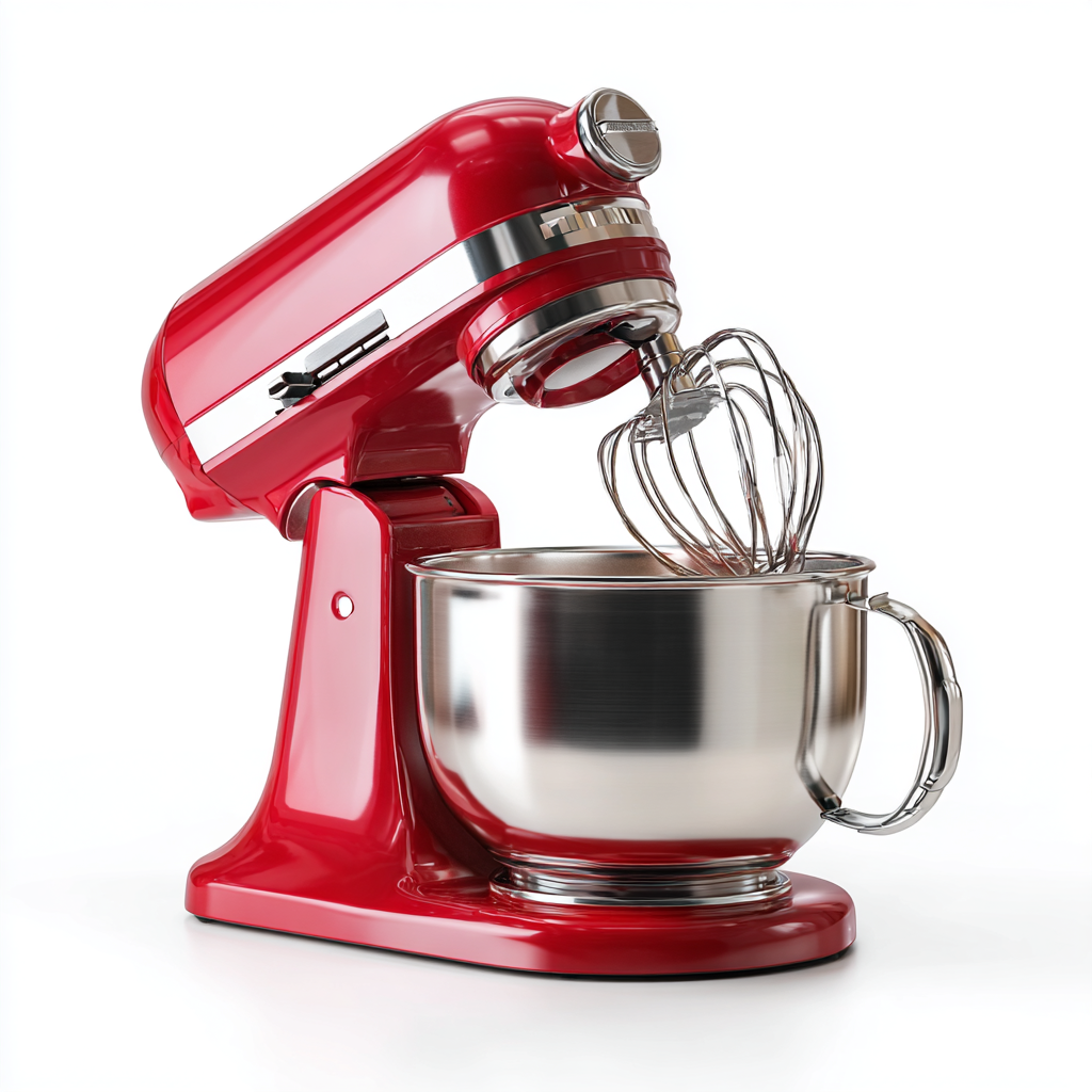 ⁦عجانة كهربائية باللون الأحمر مع وعاء ستانلس ستيل⁩ - الصورة ⁦3⁩